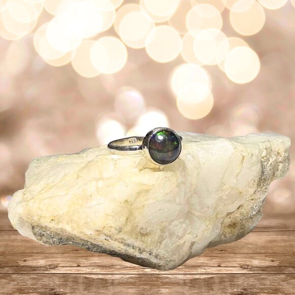 Sterling Silver Ethiopian Black Opal Ring | New | Size 6.5 | Holiday Gift Ready - Picture 3 of 4